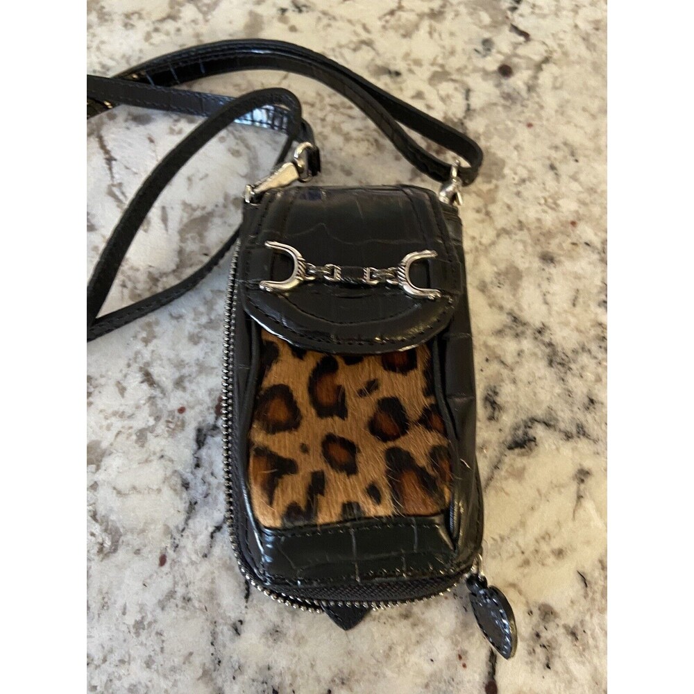 Brighton Black and Leopard Print Crossbody Bag